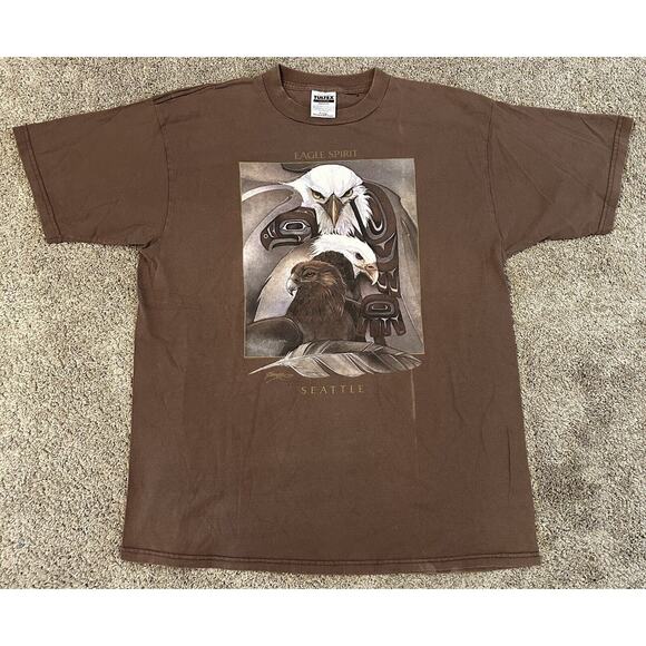 Vintage 90s Bald Eagle Spirit Seattle Washington T Shirt Size XL Animal Tee - Picture 1 of 7